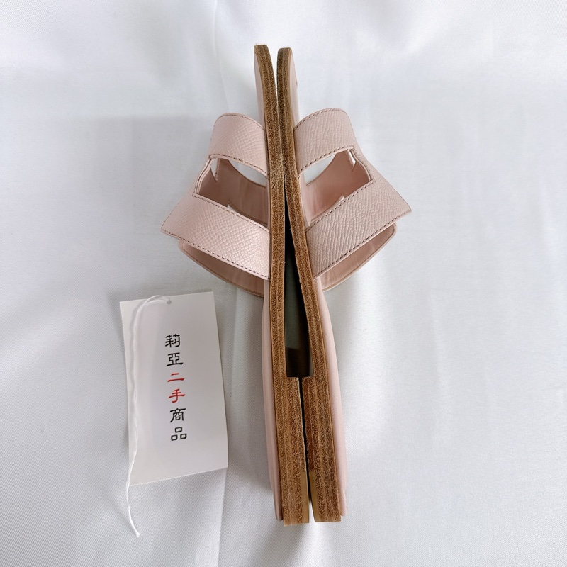 莉亞精品♡ Hermes 粉拖鞋#37 二手-4