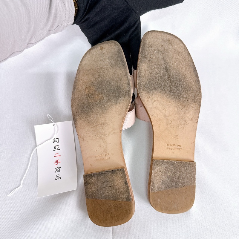 莉亞精品♡ Hermes 粉拖鞋#37 二手-6