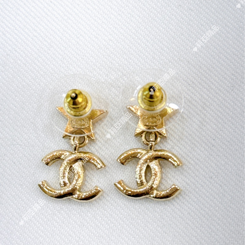 莉亞精品♡ Chanel星星吊墜水鑽耳針 近新美品-4
