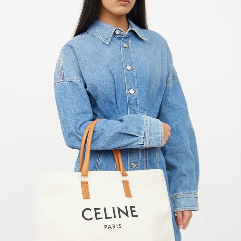 【近全新正品】Celine Cabas Tote  帆布托特包－大號（附保卡、訂製內袋與雙風格絲巾）-1