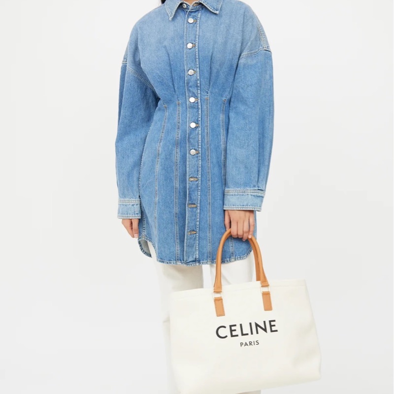 【近全新正品】Celine Cabas Tote  帆布托特包－大號（附保卡、訂製內袋與雙風格絲巾）-2