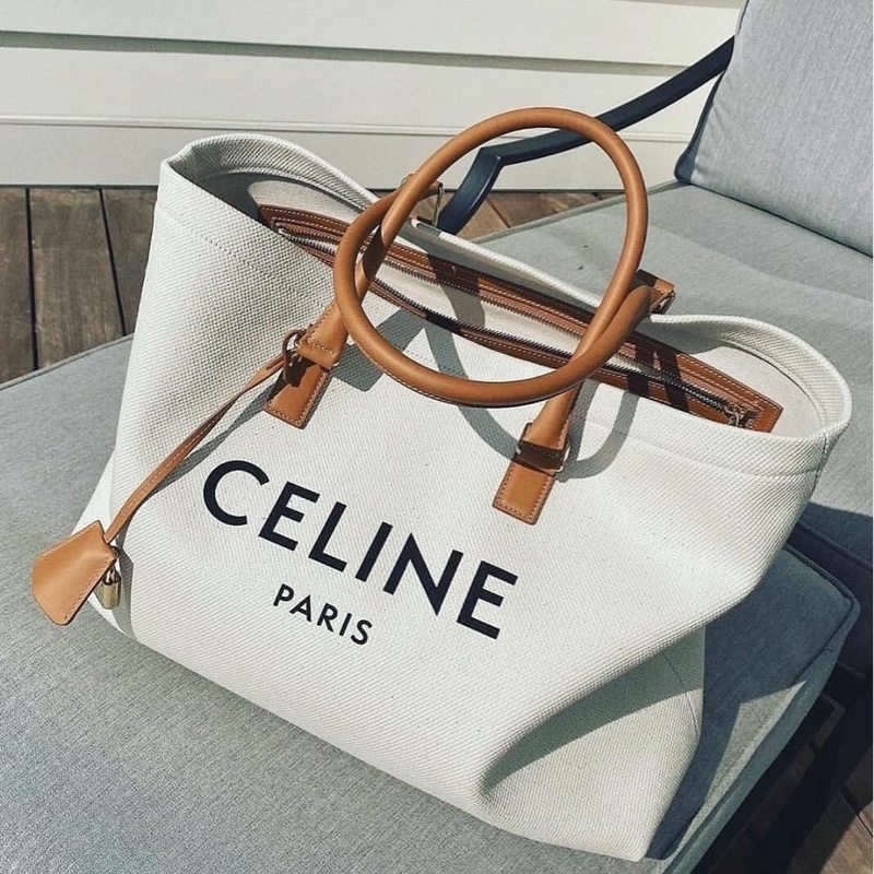 【近全新正品】Celine Cabas Tote  帆布托特包－大號（附保卡、訂製內袋與雙風格絲巾）-3