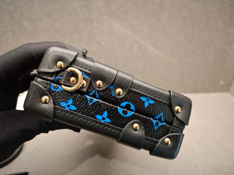 LV路易威登 日本限定 黑藍拼色 老花 硬盒 單肩斜挎包Petite Malle-2