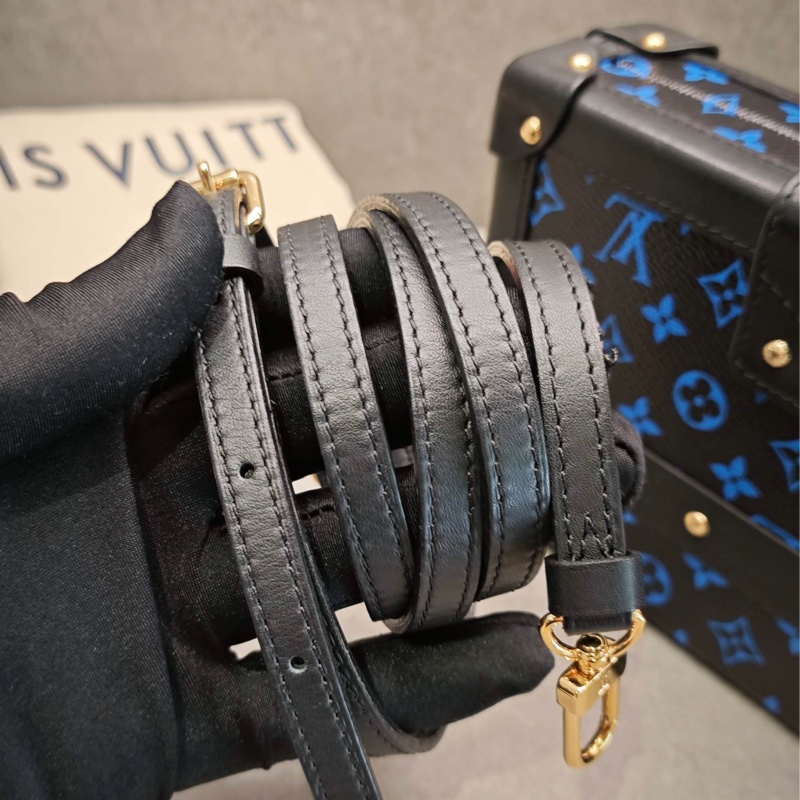 LV路易威登 日本限定 黑藍拼色 老花 硬盒 單肩斜挎包Petite Malle-7