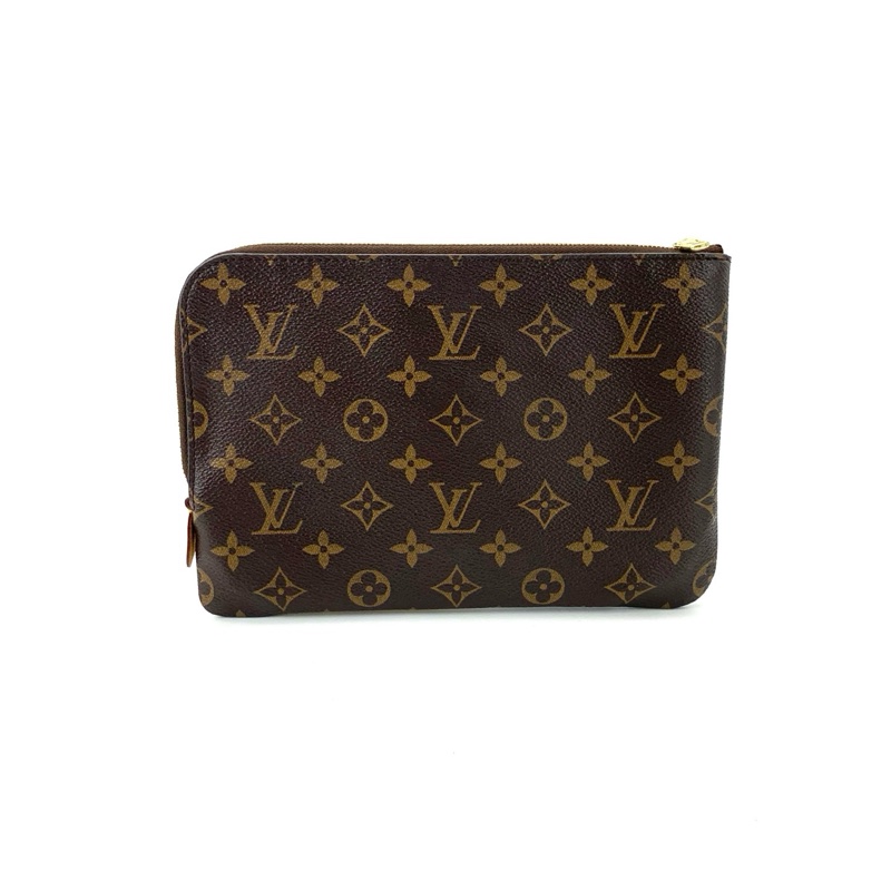 LV/路易威登 棕老花L型手拿包-1