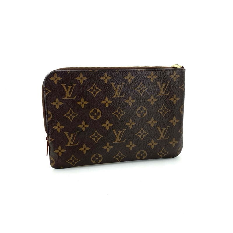 LV/路易威登 棕老花L型手拿包-2