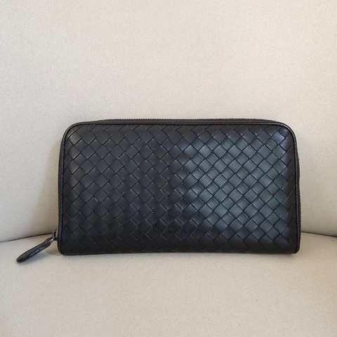 BV 黑色寬版拉鍊長夾