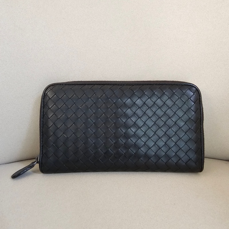 BV 黑色寬版拉鍊長夾-0