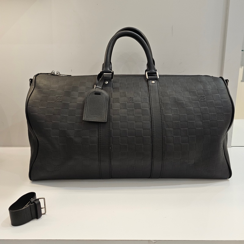 Lv黑格紋全皮 keepall50-1