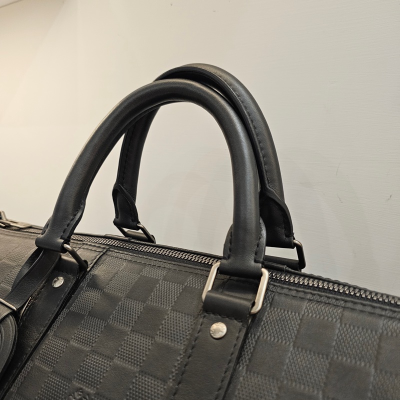 Lv黑格紋全皮 keepall50-3