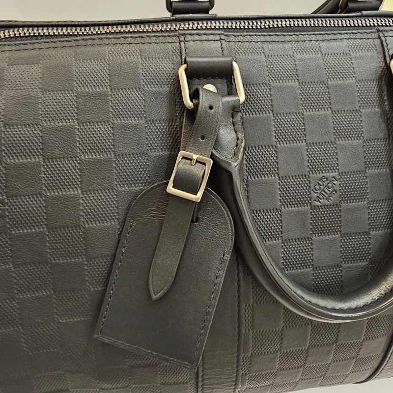 Lv黑格紋全皮 keepall50-15