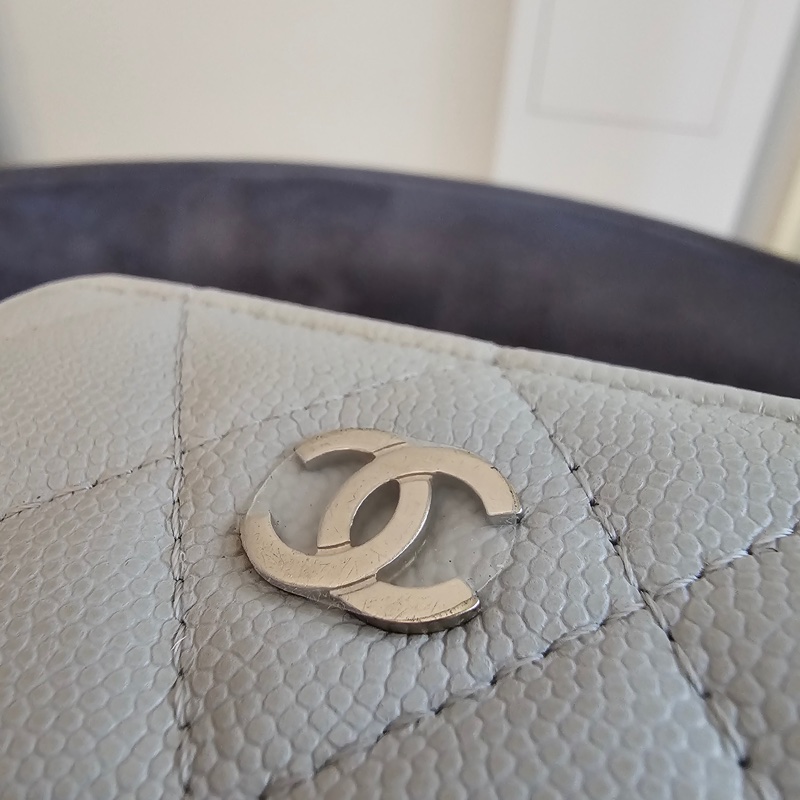 Chanel ㄇ字零錢包 灰荔枝銀扣 新版-7