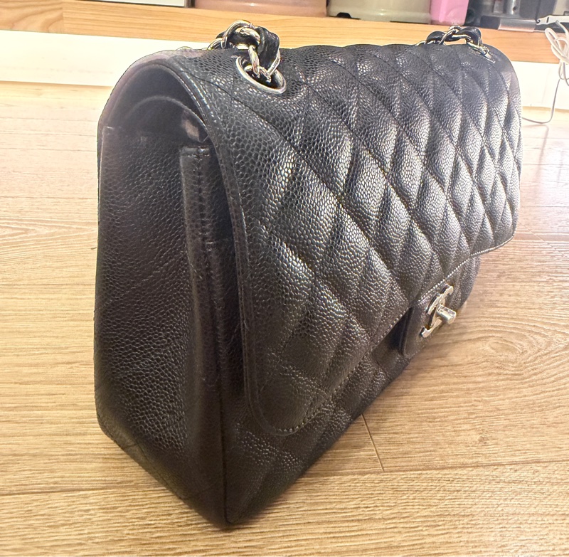 Chanel黑银荔枝纹CF Jumbo-3