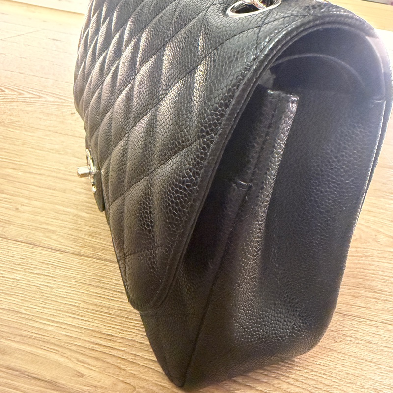 Chanel黑银荔枝纹CF Jumbo-4