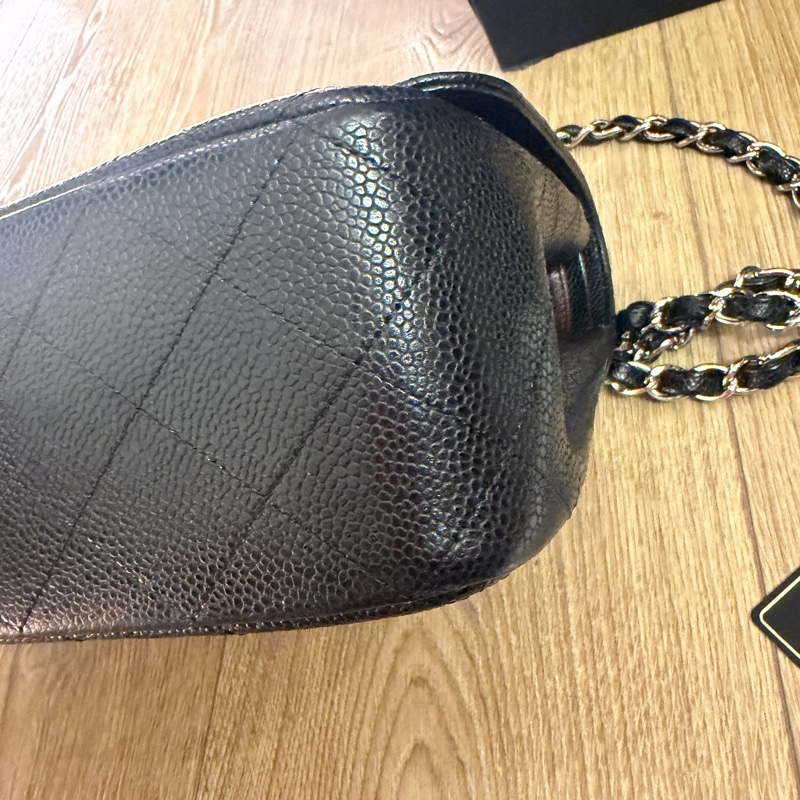 Chanel黑银荔枝纹CF Jumbo-10