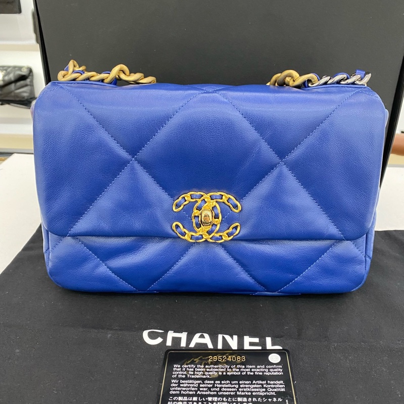 香奈兒/Chanel 19bag小號 藍 色 尺寸：16x26x9cm 29開有卡有塵袋-0
