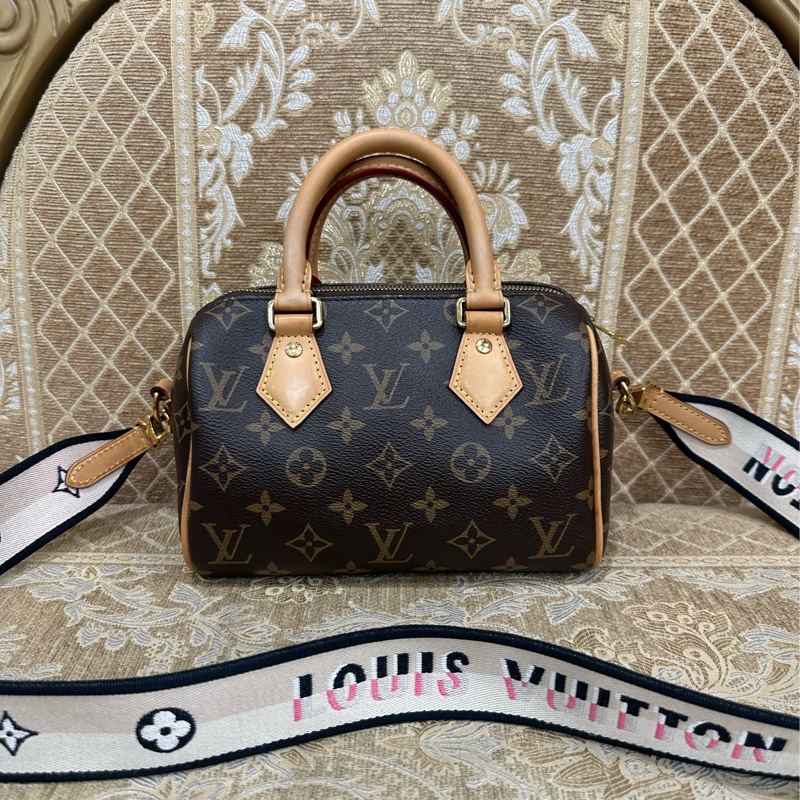 LV 原花金釦Speedy20手提斜背波士頓包M45957-0