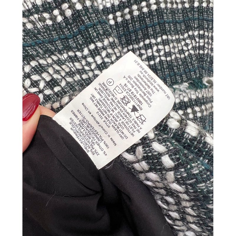 TB / TORY BURCH 英國綠條紋毛呢短袖洋裝 6/M-9