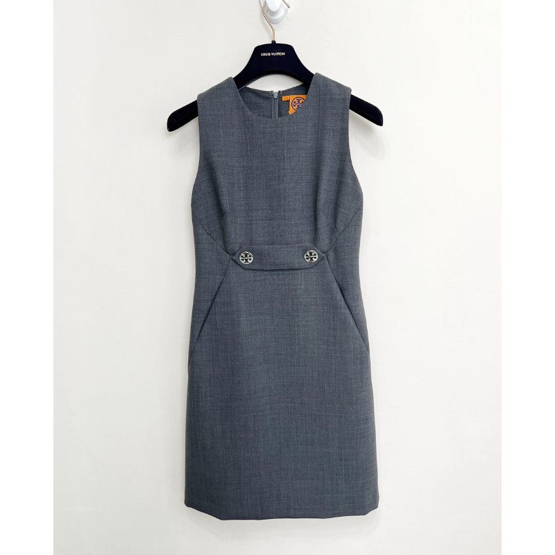 TB / TORY BURCH 鐵灰大圓釦商務洋裝 4/36-3