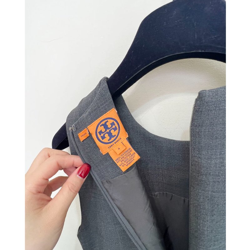TB / TORY BURCH 鐵灰大圓釦商務洋裝 4/36-9