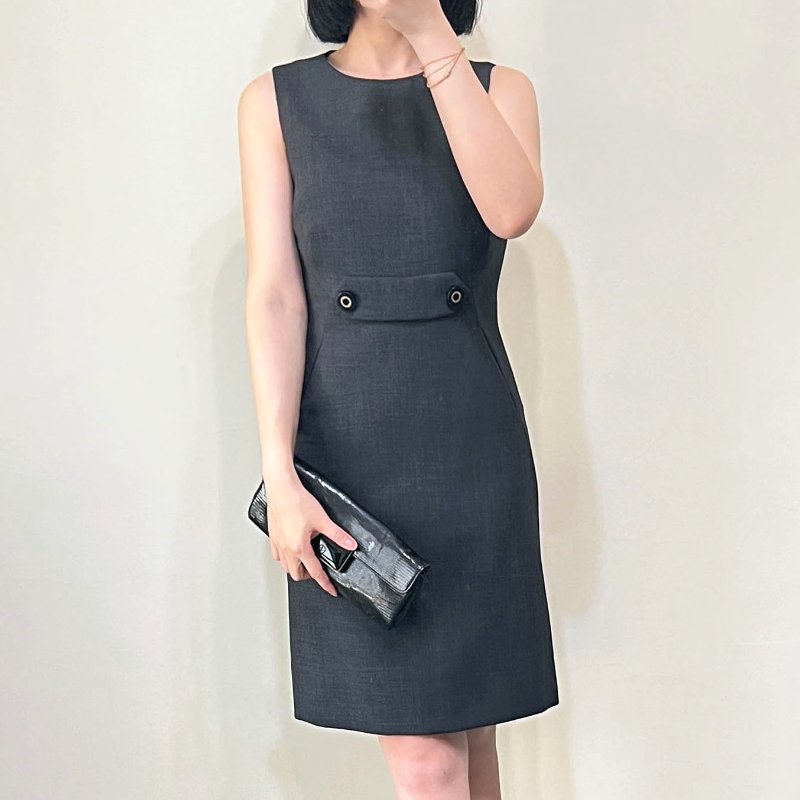 TB / TORY BURCH 鐵灰小圓釦商務洋裝 4/36-1