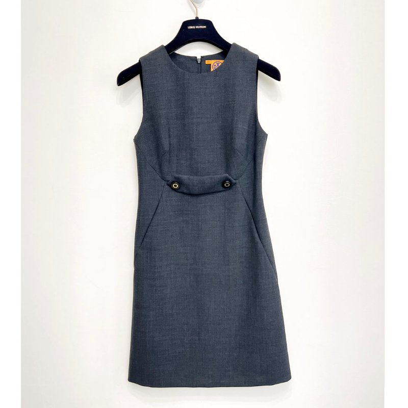 TB / TORY BURCH 鐵灰小圓釦商務洋裝 4/36-3