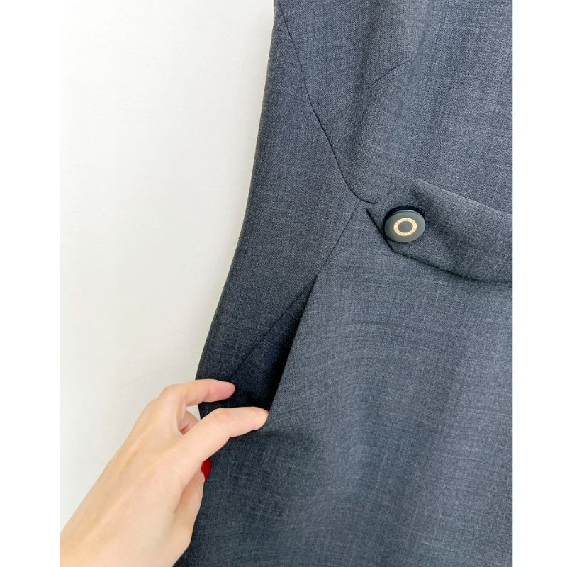 TB / TORY BURCH 鐵灰小圓釦商務洋裝 4/36-7
