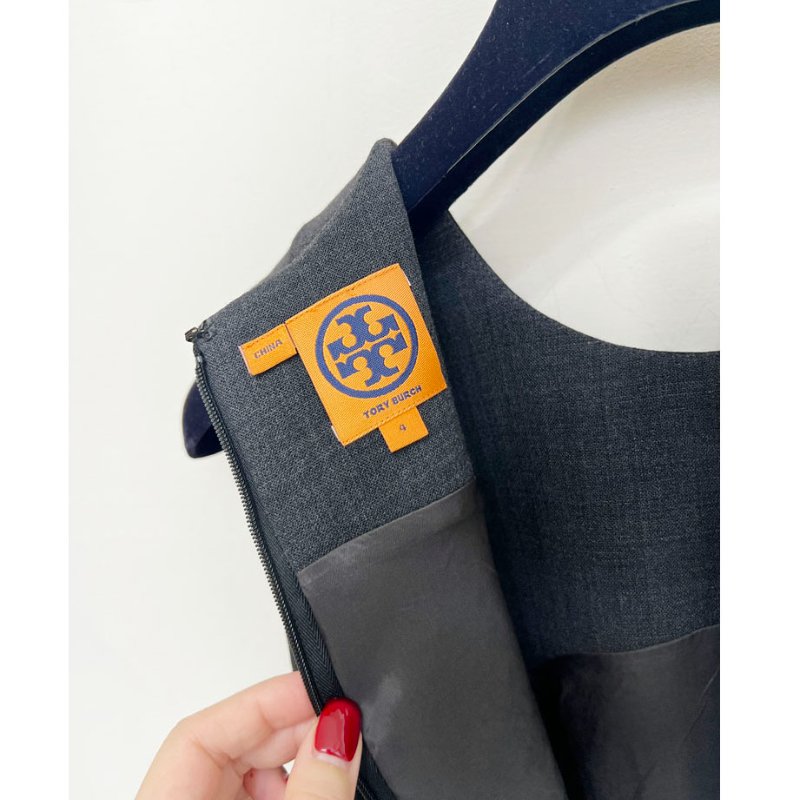TB / TORY BURCH 鐵灰小圓釦商務洋裝 4/36-9