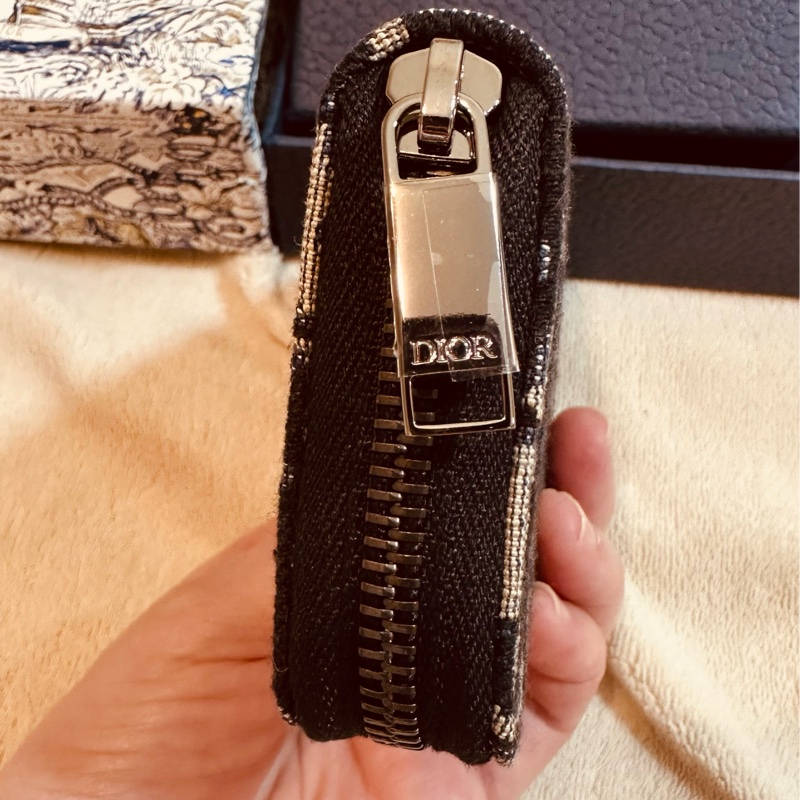 Dior 經典老花ㄇ字拉鍊零錢包(深藍)-3