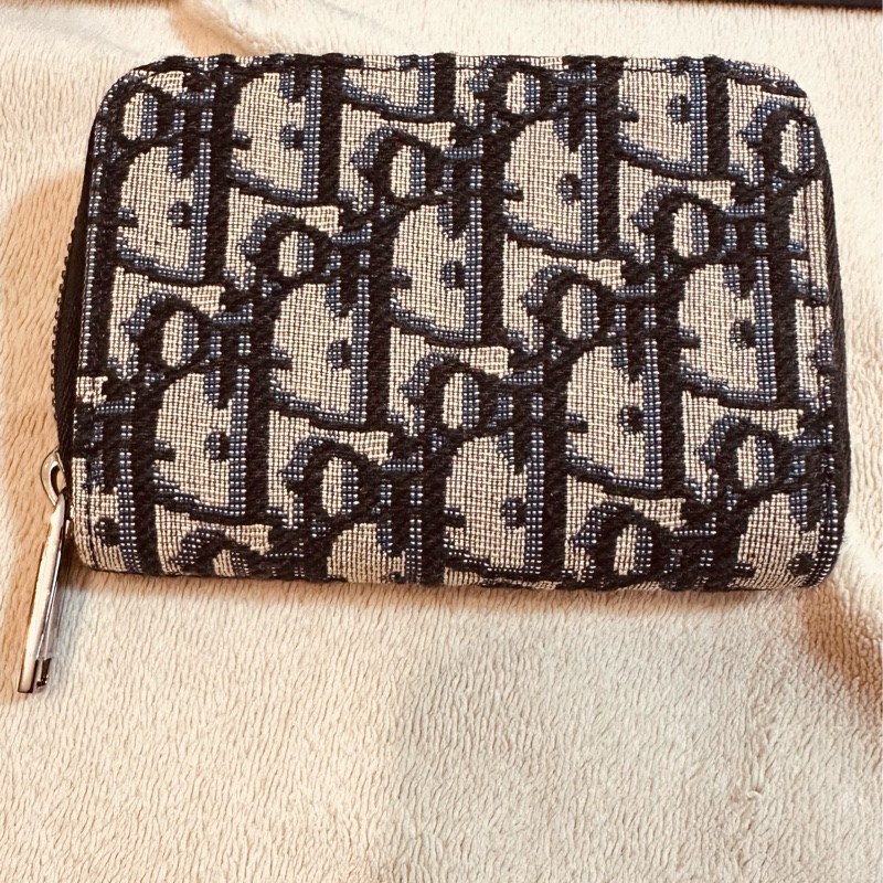 Dior 經典老花ㄇ字拉鍊零錢包(深藍)-7