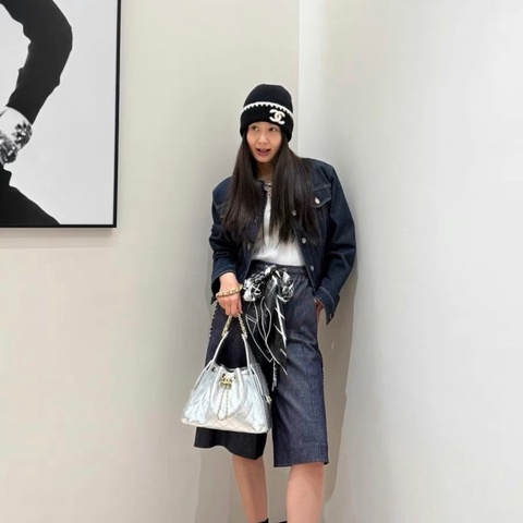 全新台灣吊牌/Chanel✨2025GD權志龍同款雛菊串珠百慕達牛仔褲 #38