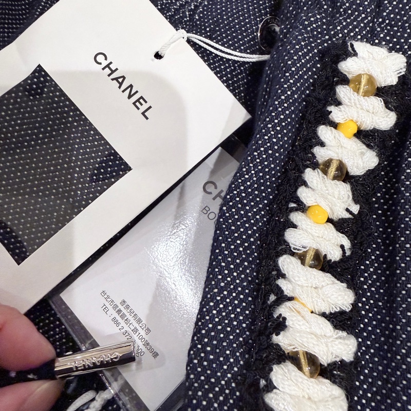 全新台灣吊牌/Chanel✨2025GD權志龍同款雛菊串珠百慕達牛仔褲 #38-3