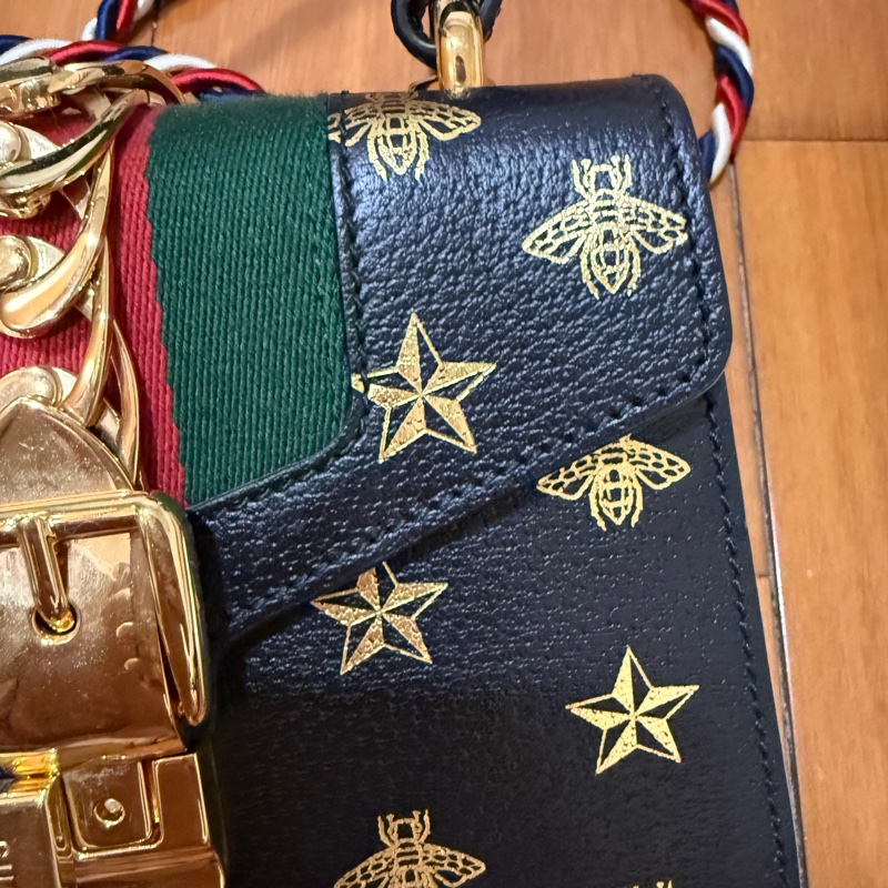 GUCCI 古馳 黑色 牛皮 Sylvie 2Way 肩背包-11