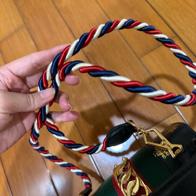 GUCCI 古馳 黑色 牛皮 Sylvie 2Way 肩背包-12