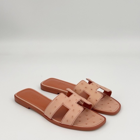 閒置新 hermes愛馬仕 鴕鳥皮H拖鞋 36.5碼。