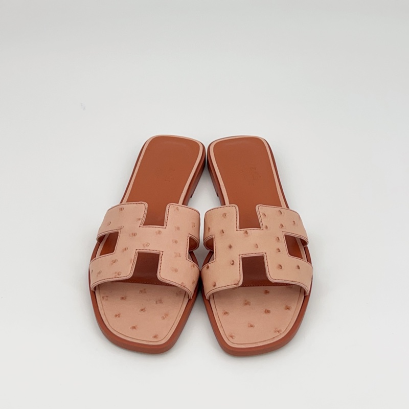 閒置新 hermes愛馬仕 鴕鳥皮H拖鞋 36.5碼。-1