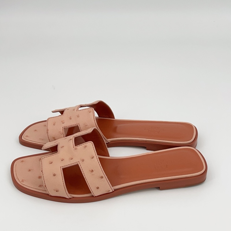 閒置新 hermes愛馬仕 鴕鳥皮H拖鞋 36.5碼。-2