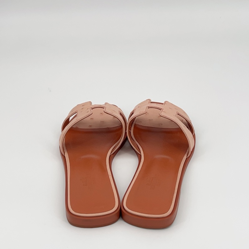 閒置新 hermes愛馬仕 鴕鳥皮H拖鞋 36.5碼。-3