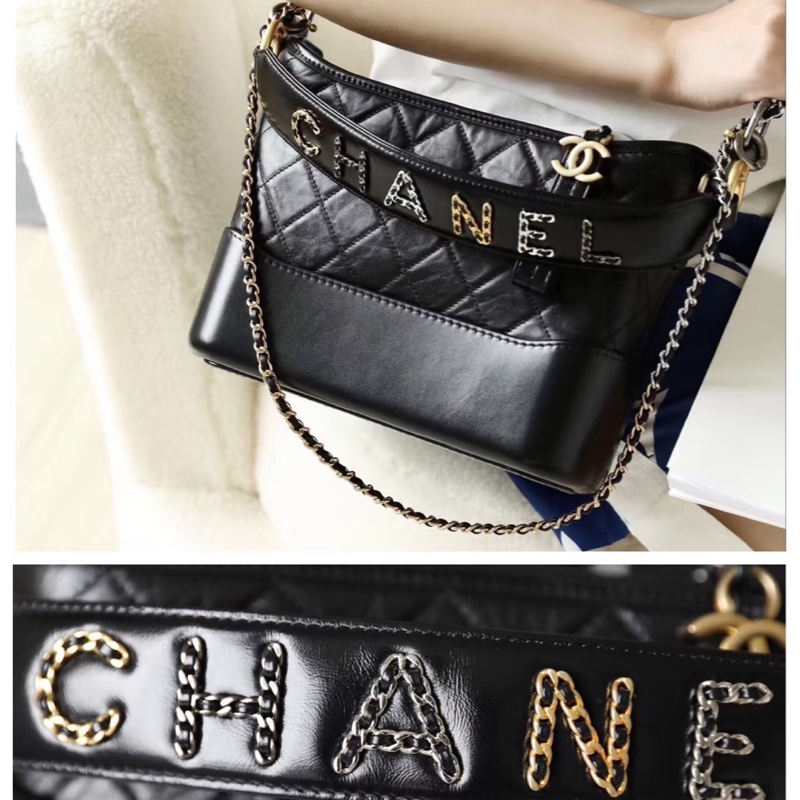 全新全配❤️ 香奈兒 #流浪包 手把款 #黑金 小號 #限量款 #字母手柄-1