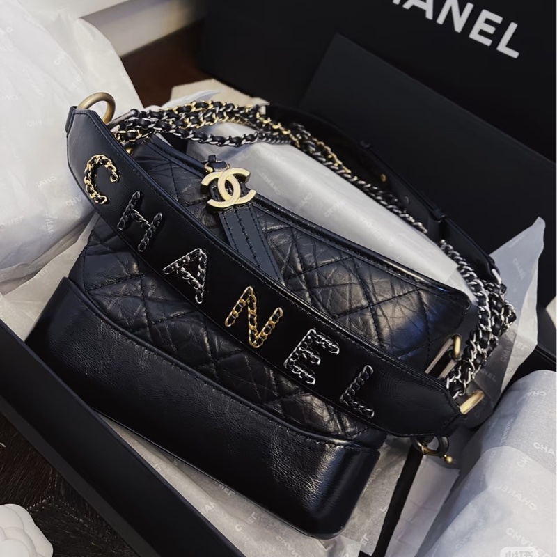 全新全配❤️ 香奈兒 #流浪包 手把款 #黑金 小號 #限量款 #字母手柄-2