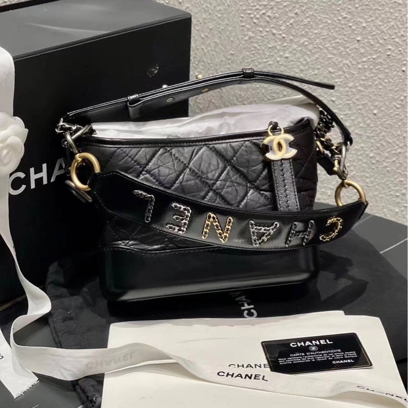 全新全配❤️ 香奈兒 #流浪包 手把款 #黑金 小號 #限量款 #字母手柄-4
