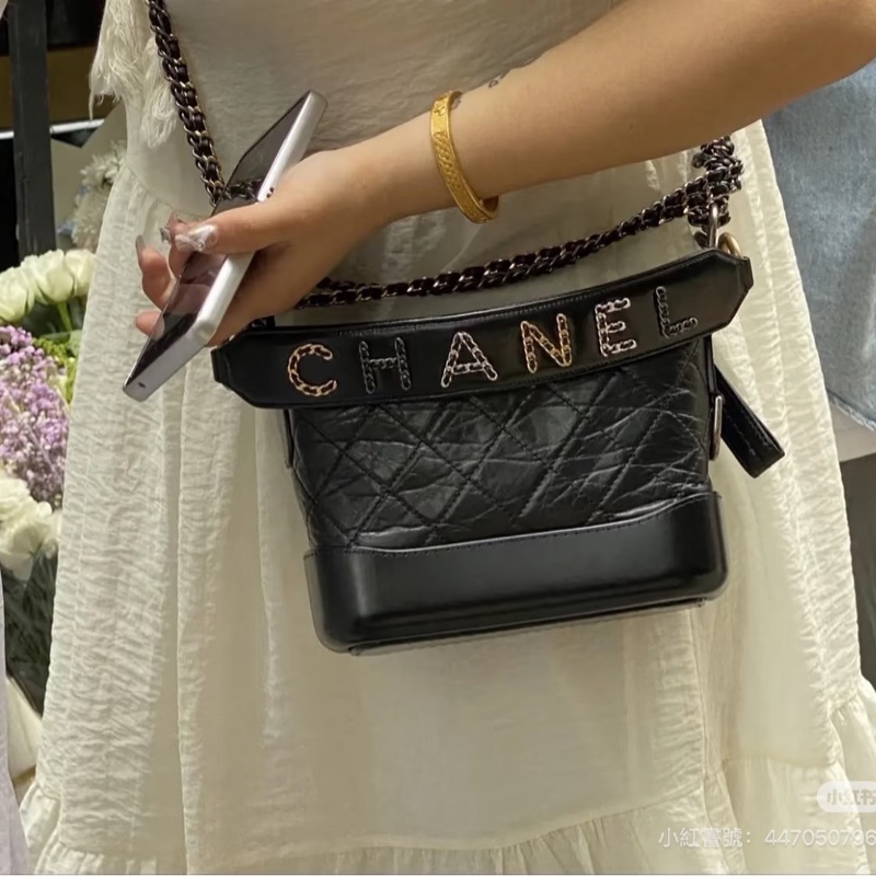 全新全配❤️ 香奈兒 #流浪包 手把款 #黑金 小號 #限量款 #字母手柄-5