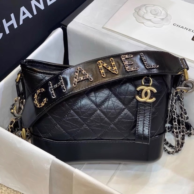 全新全配❤️ 香奈兒 #流浪包 手把款 #黑金 小號 #限量款 #字母手柄-7