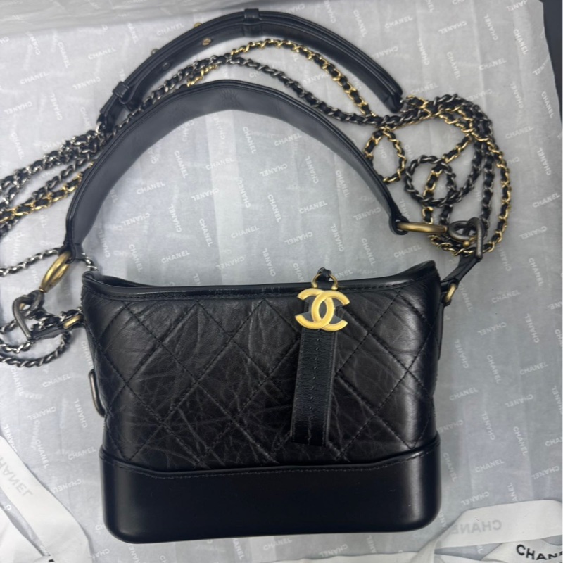 全新全配❤️ 香奈兒 #流浪包 手把款 #黑金 小號 #限量款 #字母手柄-8