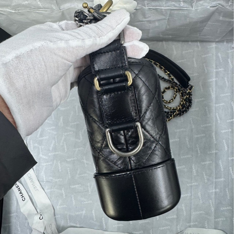 全新全配❤️ 香奈兒 #流浪包 手把款 #黑金 小號 #限量款 #字母手柄-9