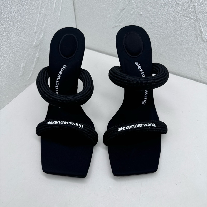閒置新Alexander wang亞歷山大王julie黑色方頭高跟涼拖，-0