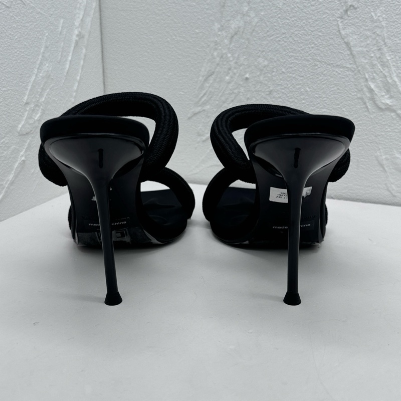 閒置新Alexander wang亞歷山大王julie黑色方頭高跟涼拖，-2