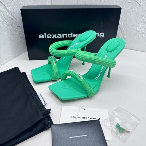閒置新Alexander Wang亞歷山大王julie綠色方頭高跟涼拖