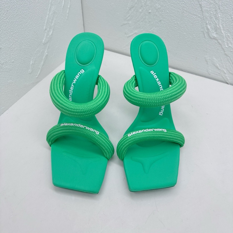 閒置新Alexander Wang亞歷山大王julie綠色方頭高跟涼拖-1