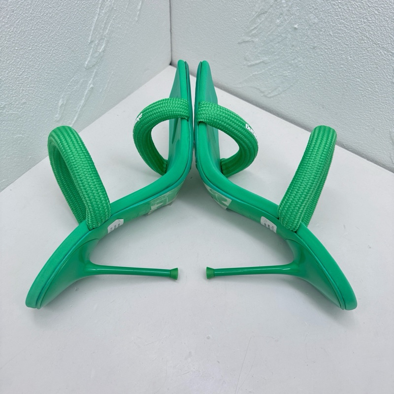 閒置新Alexander Wang亞歷山大王julie綠色方頭高跟涼拖-3